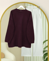 Yuvarlak Yaka Salaş Triko Kazak -Bordo-Kazak-109-0952-R04