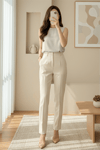 Yuvarlak Yaka Sıfır Kol Modal İçlik  -Bej-Bluz-338-40010-R56