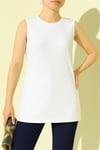 Yuvarlak Yaka Sıfır Kol Penye İçlik -Beyaz-Bluz-253-13005-R02