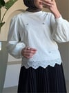 Yuvarlak Yaka Taşlı Astarlı Tunik -Beyaz-Tunik-144-5002-R02