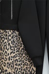 Zincir Detaylı Kapşonlu Leopar Desenli Scuba Takım  -Siyah-Takım-349-8039-R01