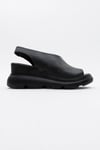 85-7712-3-SIYAH CILTAGUSTO Siyah Cilt Hakiki Deri Kadın Dolgu Topuk Sandalet