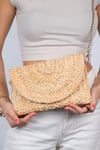34-HSR1170-2-KOYU BEJ HASIRCOLVA Koyu Bej Hasır Kadın Clutch Çanta