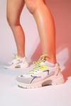 98-51166-3-BUZ/YESIL MULTIDUJA Buz Yeşil Multi Fileli Kadın Kalın Taban Spor Sneakers