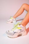98-51166-3-BUZ/YESIL MULTIDUJA Buz Yeşil Multi Fileli Kadın Kalın Taban Spor Sneakers