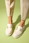 46-271-6-BEJ DESENLIFRAS Bej Desenli Kadın Loafer Ayakkabı