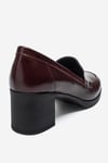 139-10-5-BORDO CILTKELLYS Bordo Cilt Hakiki Deri Kadın Topuklu Loafer Ayakkabı