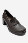 139-10-2-KAHVERENGI CILTKELLYS Kahverengi Cilt Hakiki Deri Kadın Topuklu Loafer Ayakkabı