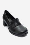 139-10-4-SIYAH CILTKELLYS Siyah Cilt Hakiki Deri Kadın Topuklu Loafer Ayakkabı