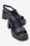 98-D2261-6-LACIVERT CILTKEVIN Lacivert Cilt Hakiki Deri Kadın Platform Topuklu Sandalet