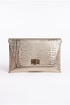 202-25-16-ALTIN DESENLIMAORI Altın Desenli Kadın Clutch Çanta