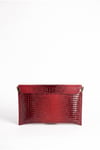 202-25-15-BORDO BASKI RUGANMAORI Bordo Baskı Rugan Kadın Clutch Çanta
