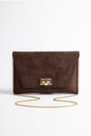 202-25-12-KAHVERENGI SUETMAORI Kahverengi Süet Kadın Clutch Çanta