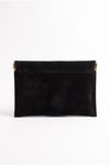 202-25-14-SIYAH SUETMAORI Siyah Süet Kadın Clutch Çanta