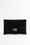 202-25-14-SIYAH SUETMAORI Siyah Süet Kadın Clutch Çanta