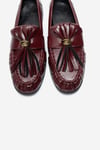 1-386K017-3-BORDO KIRISIK RUGANMARSTON Bordo Kırışık Rugan Püsküllü Kadın Loafer Ayakkabı