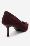 208-279302-2-BORDO SUETNOEMI Bordo Süet Hakiki Deri Tokalı Kadın Topuklu Ayakkabı