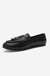 176-302-1-SIYAH CILTNOWELL Siyah Cilt Hakiki Deri Metal Fiyonklu Kadın Loafer Ayakkabı
