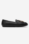 176-302-1-SIYAH CILTNOWELL Siyah Cilt Hakiki Deri Metal Fiyonklu Kadın Loafer Ayakkabı