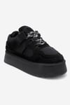 210-3001-4-SIYAH SUETRAVEN Siyah Süet Hakiki Deri Kadın Platform Sneaker