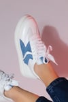 223-1513-1-BEYAZSANDE Beyaz Denim Detaylı Kadın Spor Sneakers