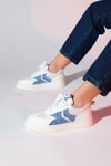 223-1513-1-BEYAZSANDE Beyaz Denim Detaylı Kadın Spor Sneakers