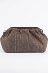 56-561-4-KAHVERENGI HASIRVIEL Kahverengi Hasır Dokulu Kadın Clutch Çanta