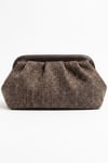 56-561-4-KAHVERENGI HASIRVIEL Kahverengi Hasır Dokulu Kadın Clutch Çanta