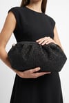 56-561-1-SIYAH HASIRVIEL Siyah Hasır Dokulu Kadın Clutch Çanta