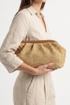 56-561-2-TABA HASIRVIEL Taba Hasır Dokulu Kadın Clutch Çanta