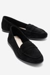 63-F02-24F02 Siyah Süet Hakiki Deri Kadın Loafer Ayakkabı