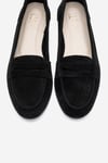 63-F02-24F02 Siyah Süet Hakiki Deri Kadın Loafer Ayakkabı