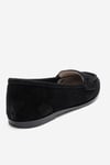 63-F02-24F02 Siyah Süet Hakiki Deri Kadın Loafer Ayakkabı