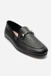 63-f03-13F03 Siyah Cilt Hakiki Deri Kadın Loafer Ayakkabı