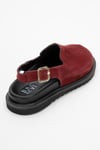 222-24049-7-BORDO SUETLABY Bordo Süet Hakiki Deri Kadın Sandalet