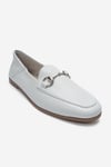 63-F03-17F03 Beyaz Cilt Hakiki Deri Kadın Loafer Ayakkabı