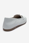 63-F03-17F03 Beyaz Cilt Hakiki Deri Kadın Loafer Ayakkabı
