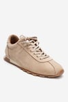 210-45129-1-BEJ SUETBREA Bej Süet Hakiki Deri Boncuklu Kadın Günlük Sneaker