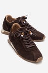 210-45129-3-KAHVERENGI SUETBREA Kahverengi Süet Hakiki Deri Boncuklu Kadın Günlük Sneaker