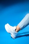 98-30162-4-BEYAZ/GRICROWN Beyaz Gri Bağcıklı Kadın Kalın Taban Spor Sneakers