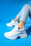 98-30162-4-BEYAZ/GRICROWN Beyaz Gri Bağcıklı Kadın Kalın Taban Spor Sneakers