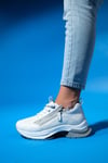 98-30164-3-BEYAZOUDE Beyaz Kadın Fermuarlı Kalın Taban Spor Sneakers