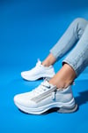 98-30164-3-BEYAZOUDE Beyaz Kadın Fermuarlı Kalın Taban Spor Sneakers