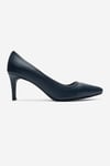 9-80123-4-LACIVERT CILTCLYDE Lacivert Cilt Hakiki Deri Kadın Topuklu Ayakkabı