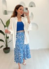  MAVİ ZEBRA DESEN SATEN ETEK 