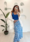  MAVİ ZEBRA DESEN SATEN ETEK 