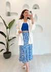  MAVİ ZEBRA DESEN SATEN ETEK 