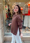 ACI KAHVE YIRTMAÇ DETAY SWEAT 