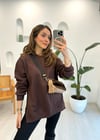 ACI KAHVE YIRTMAÇ DETAY SWEAT 