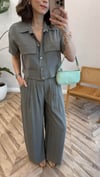 AÇIK HAKİ 4661 TENCEL GÖMLEK TAKIM 